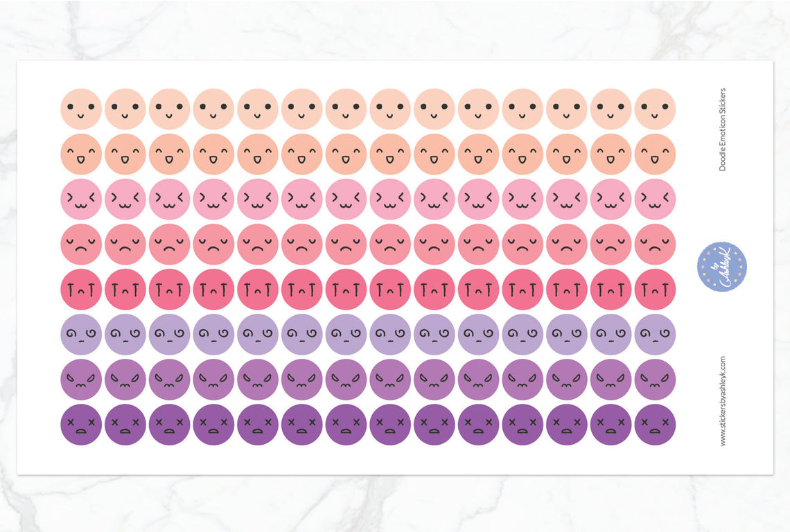 Doodle Emoticon Stickers - Raspberry