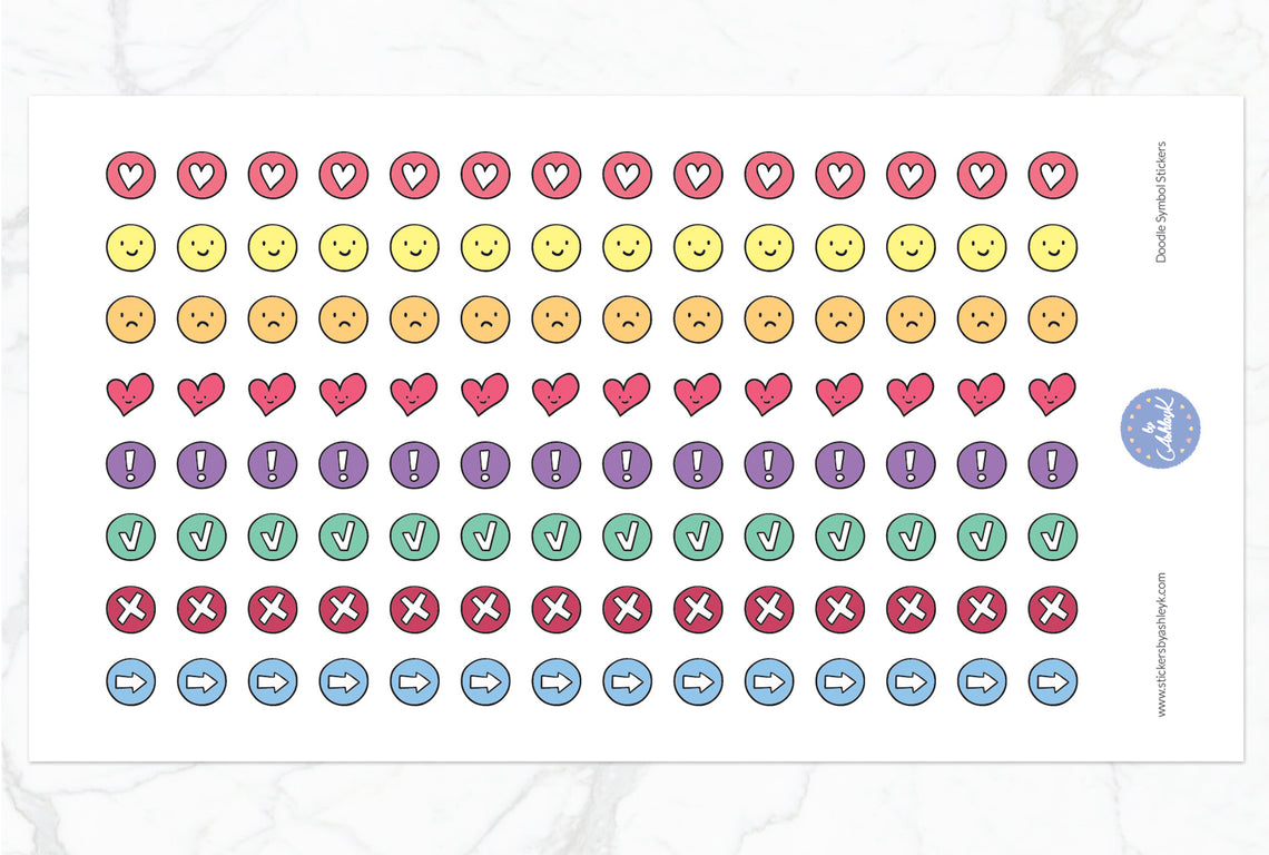 Doodle Symbol Round Stickers