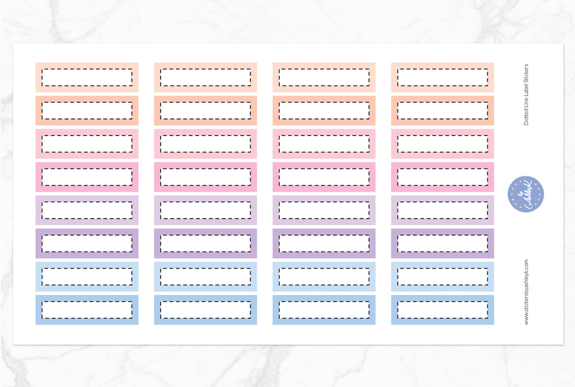 Dotted Line Label Stickers - Pastel Sunset