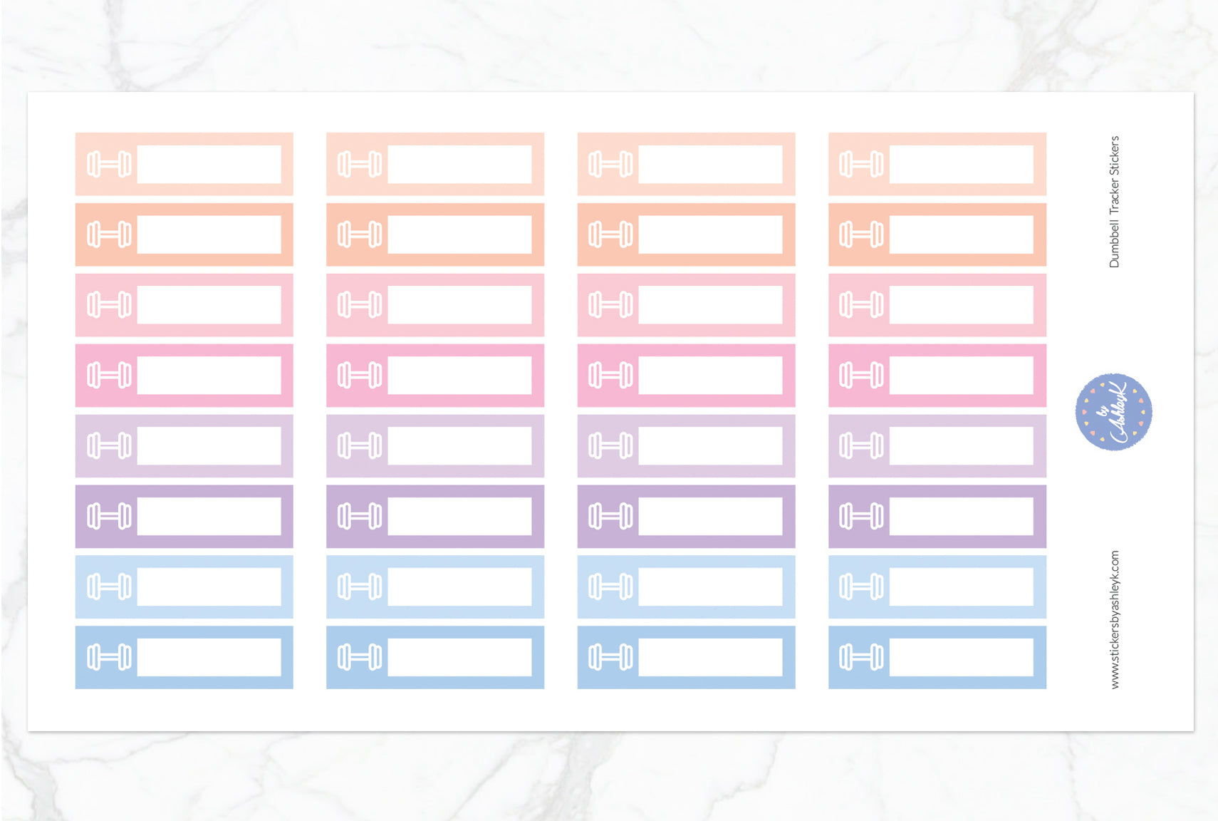 Dumbbell Tracker Stickers - Pastel Sunset
