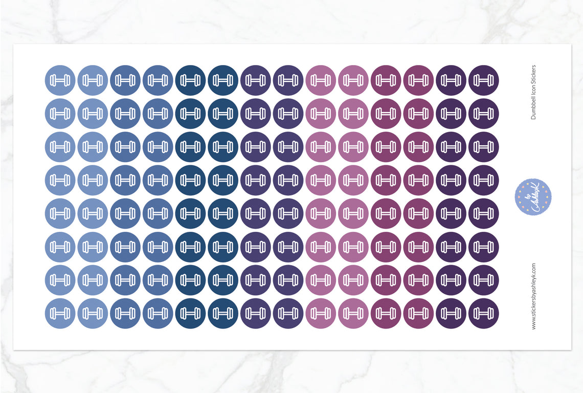 Dumbbell Icon Round Stickers - Blueberry