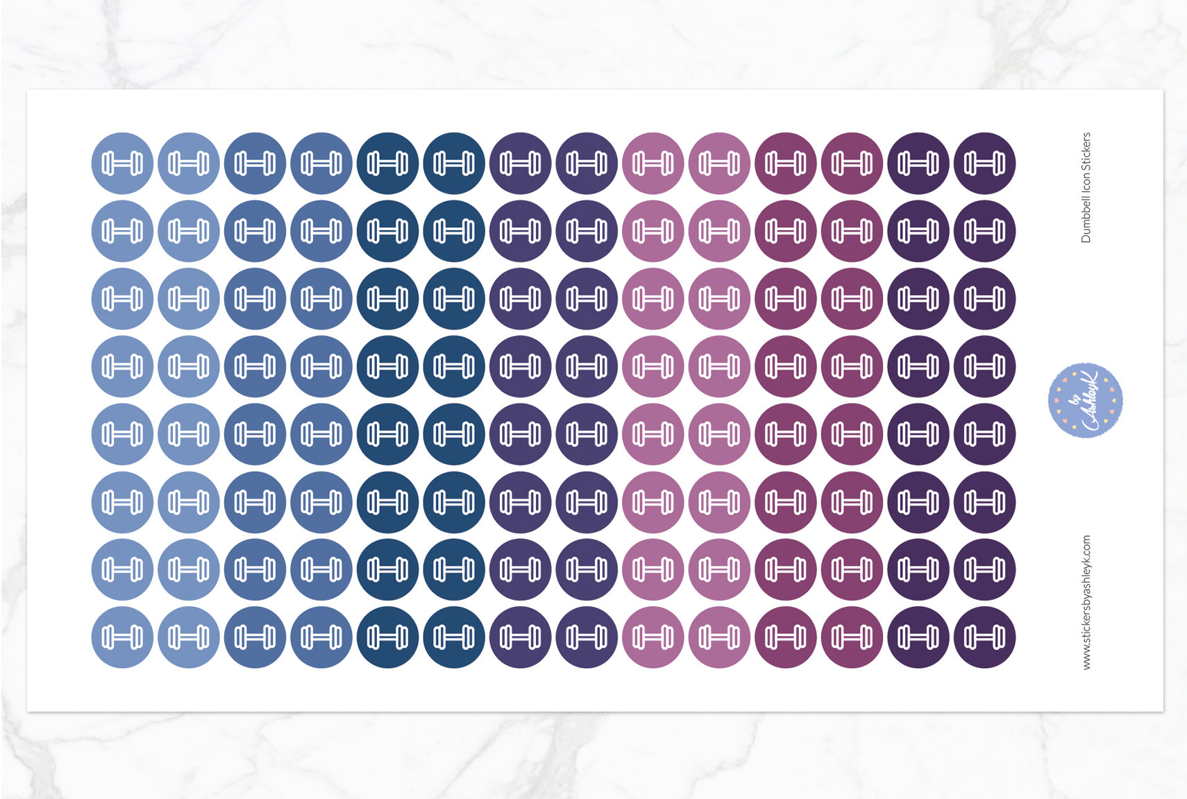 Dumbbell Icon Round Stickers - Blueberry