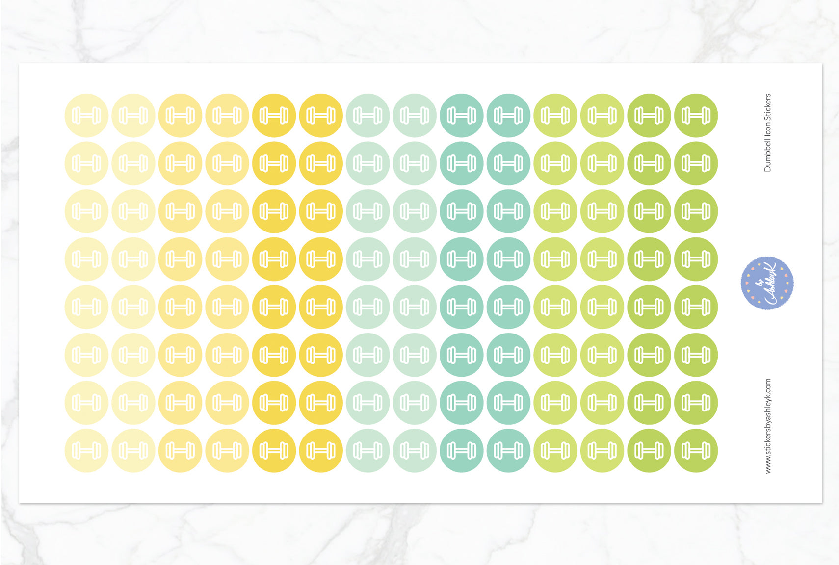 Dumbbell Icon Round Stickers - Lemon&Lime