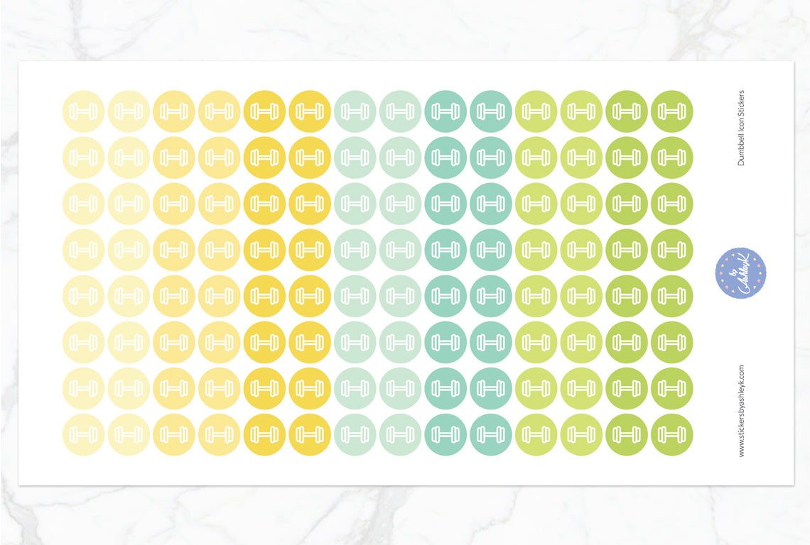 Dumbbell Icon Round Stickers - Lemon&Lime
