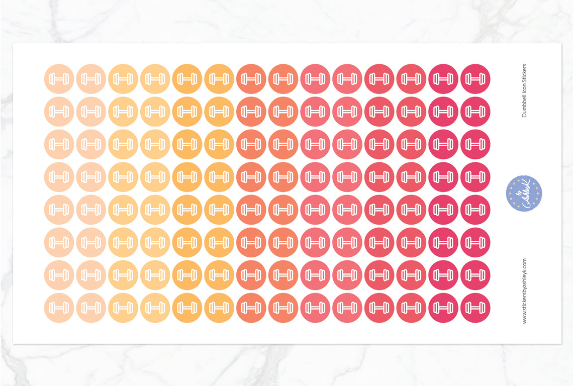 Dumbbell Icon Round Stickers - Peach