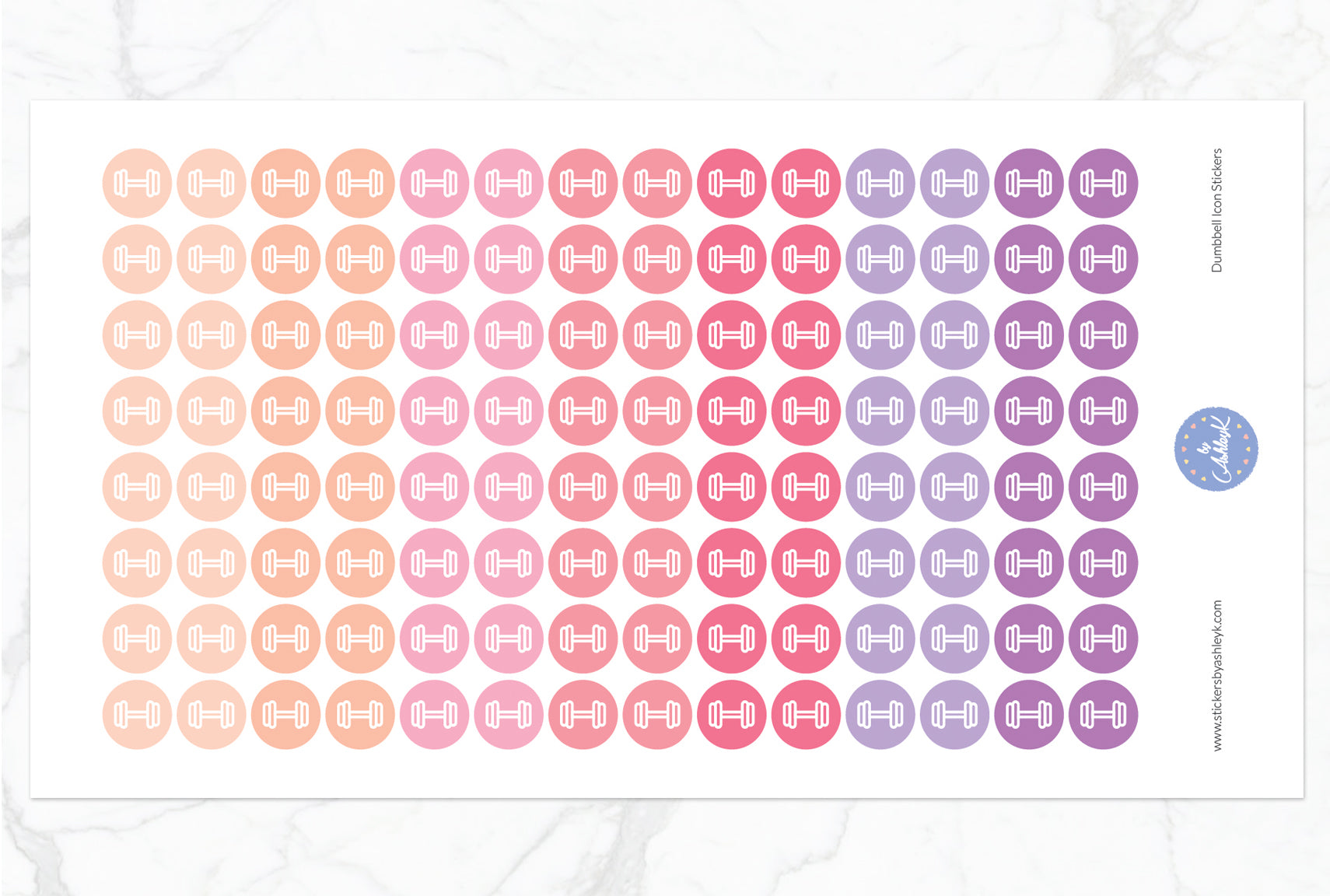 Dumbbell Icon Round Stickers - Raspberry