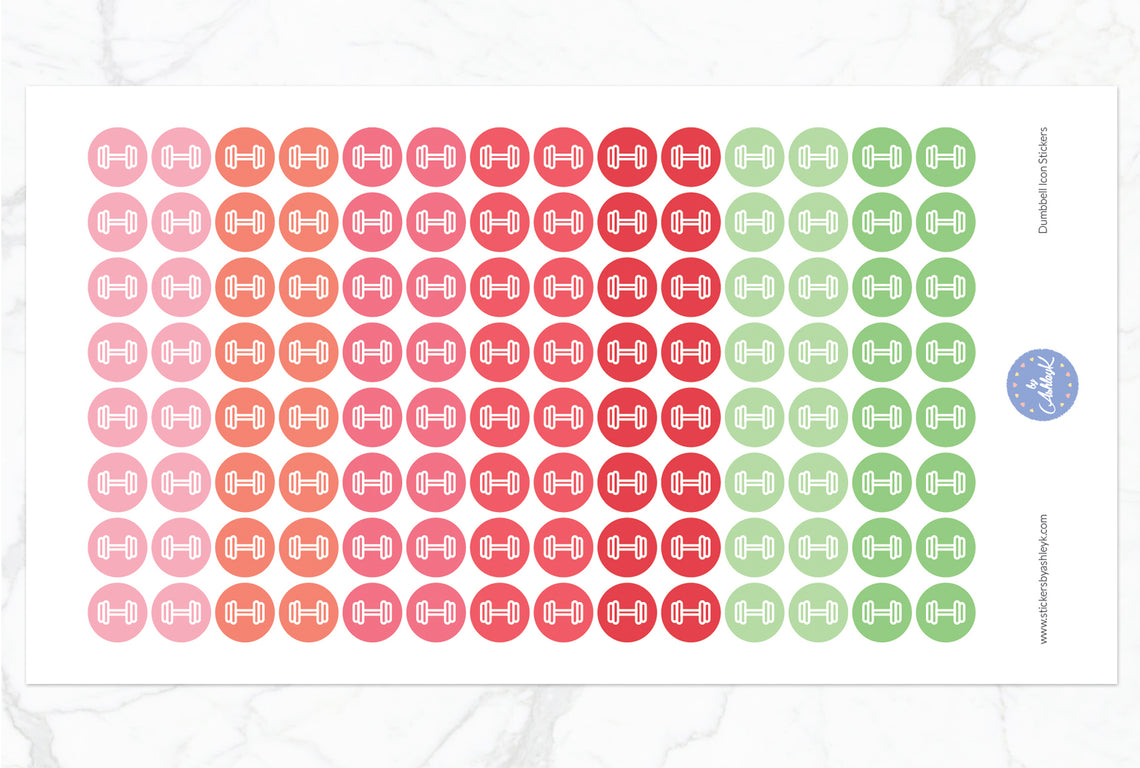 Dumbbell Icon Round Stickers - Strawberry