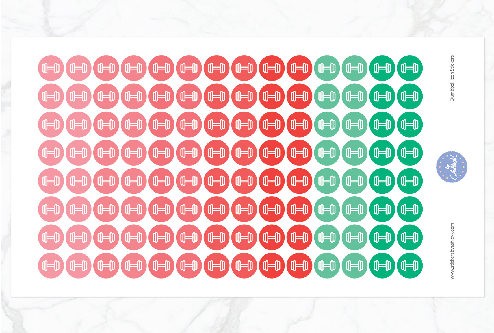 Dumbbell Icon Round Stickers - Watermelon