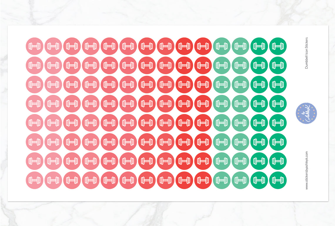 Dumbbell Icon Round Stickers - Watermelon