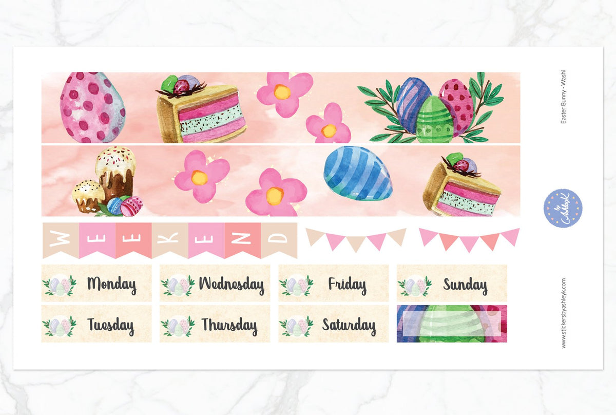 Easter Bunny Weekly Kit - Erin Condren Horizontal Planner Stickers ...