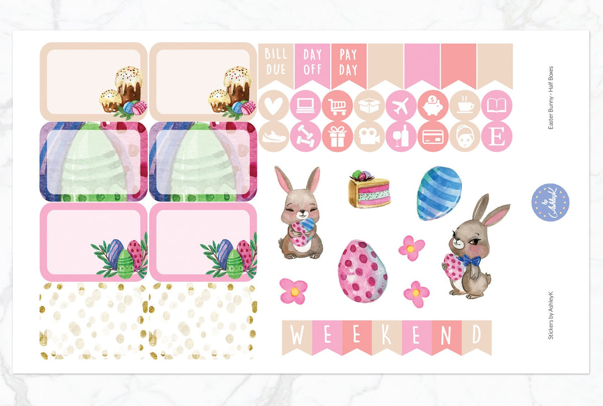 Easter Bunny Weekly Kit - Happy Planner Stickers – Stickers by AshleyK