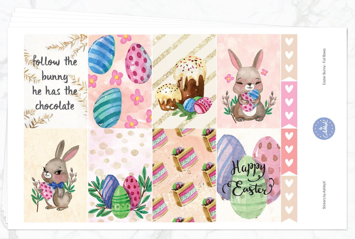 Easter Bunny Weekly Kit - Happy Planner Stickers – Stickers by AshleyK
