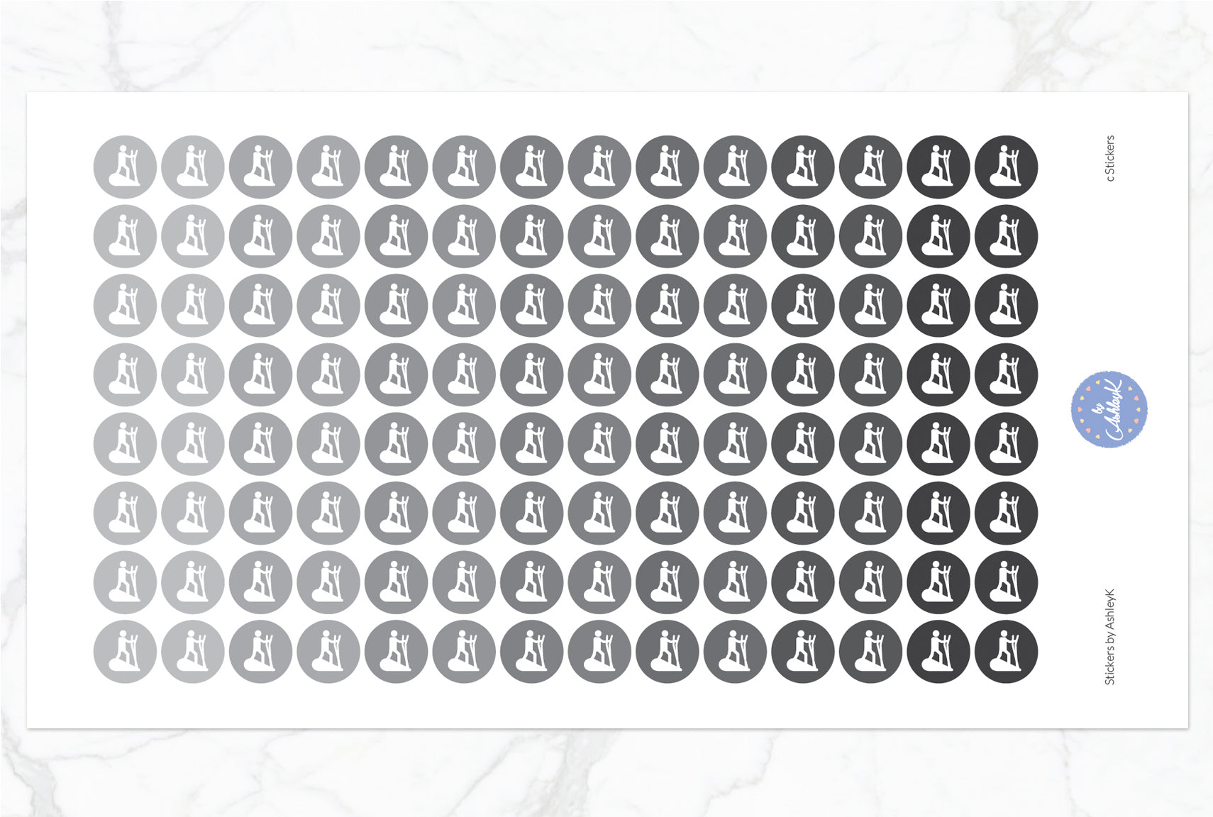Elliptical Trainer Stickers - Monochrome
