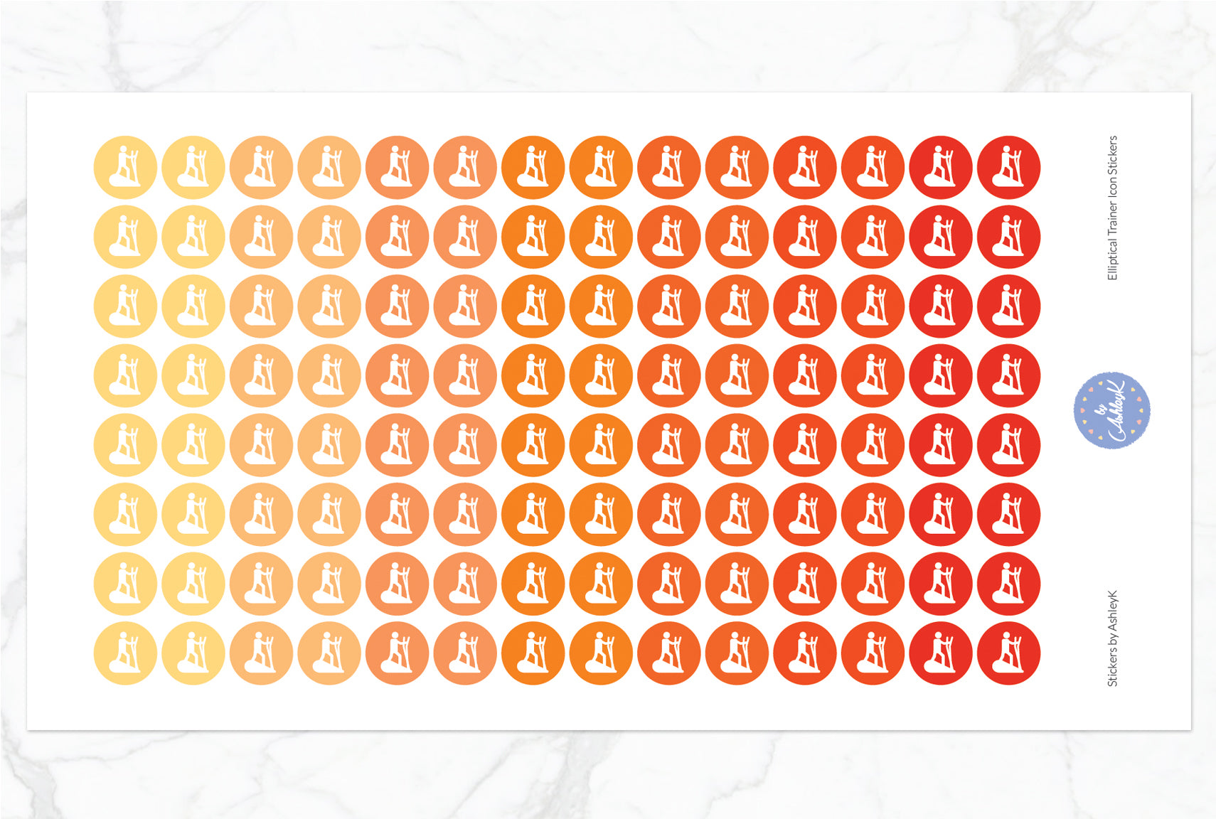 Elliptical Trainer Stickers - Orange