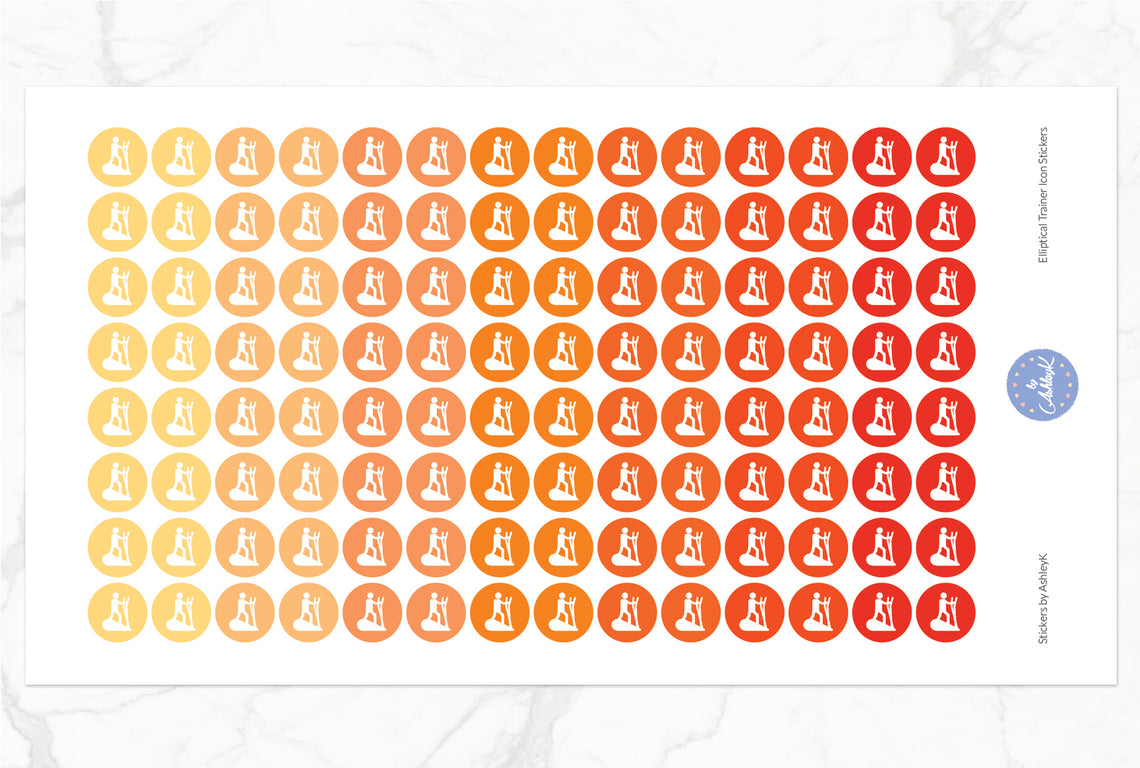 Elliptical Trainer Stickers - Orange