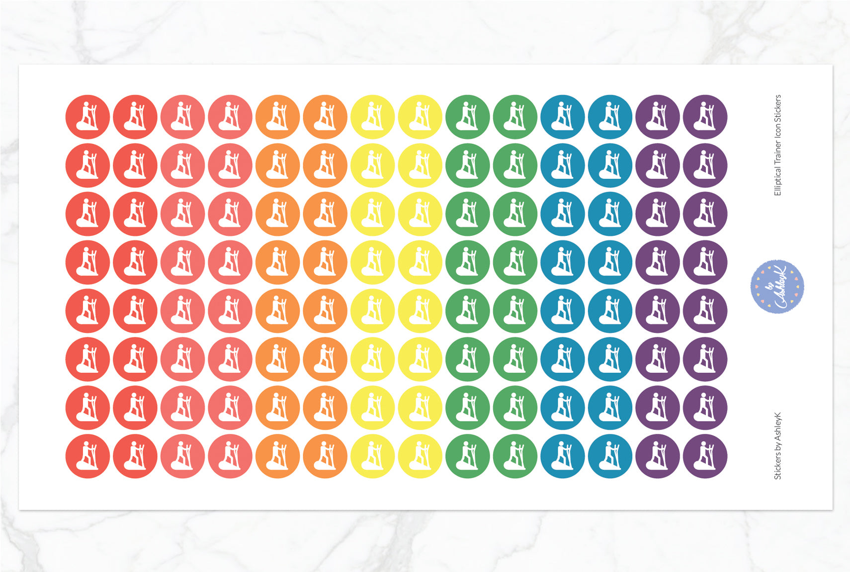 Elliptical Trainer Stickers - Pastel Rainbow