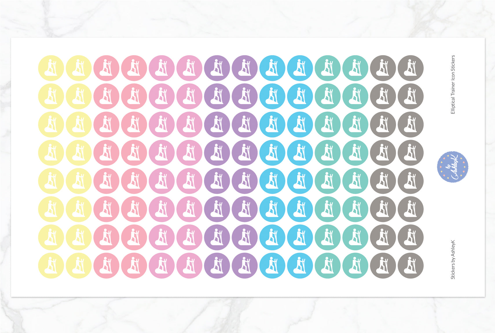 Elliptical Trainer Stickers - Pastel