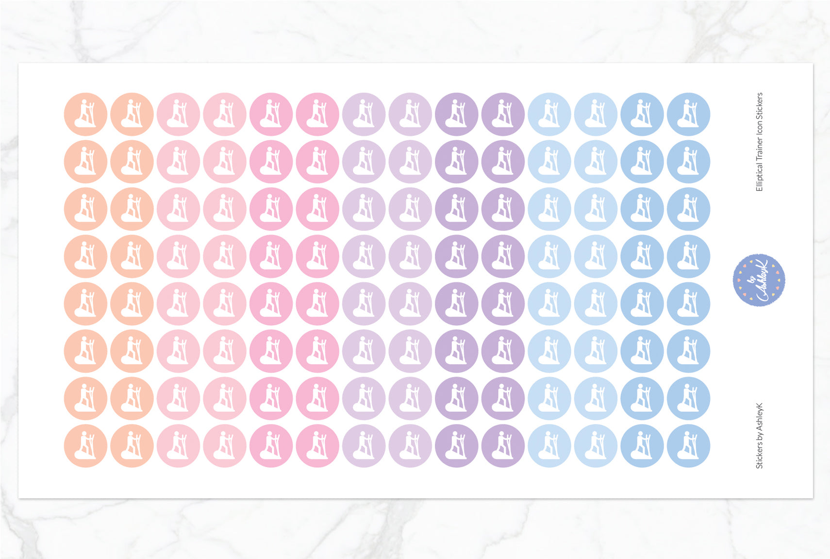 Elliptical Trainer Stickers - Pastel Sunset