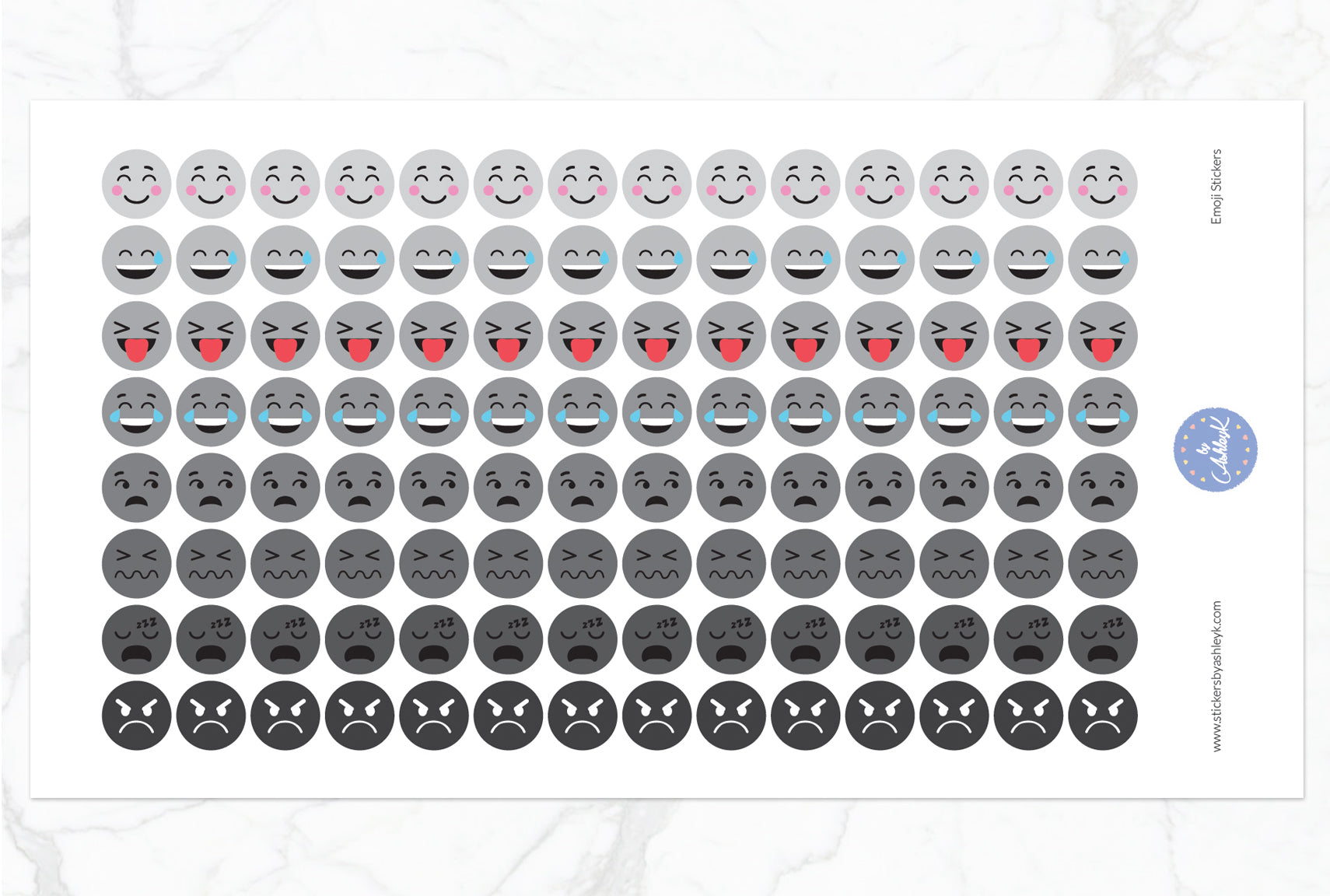 Emoji Round Stickers - Monochrome