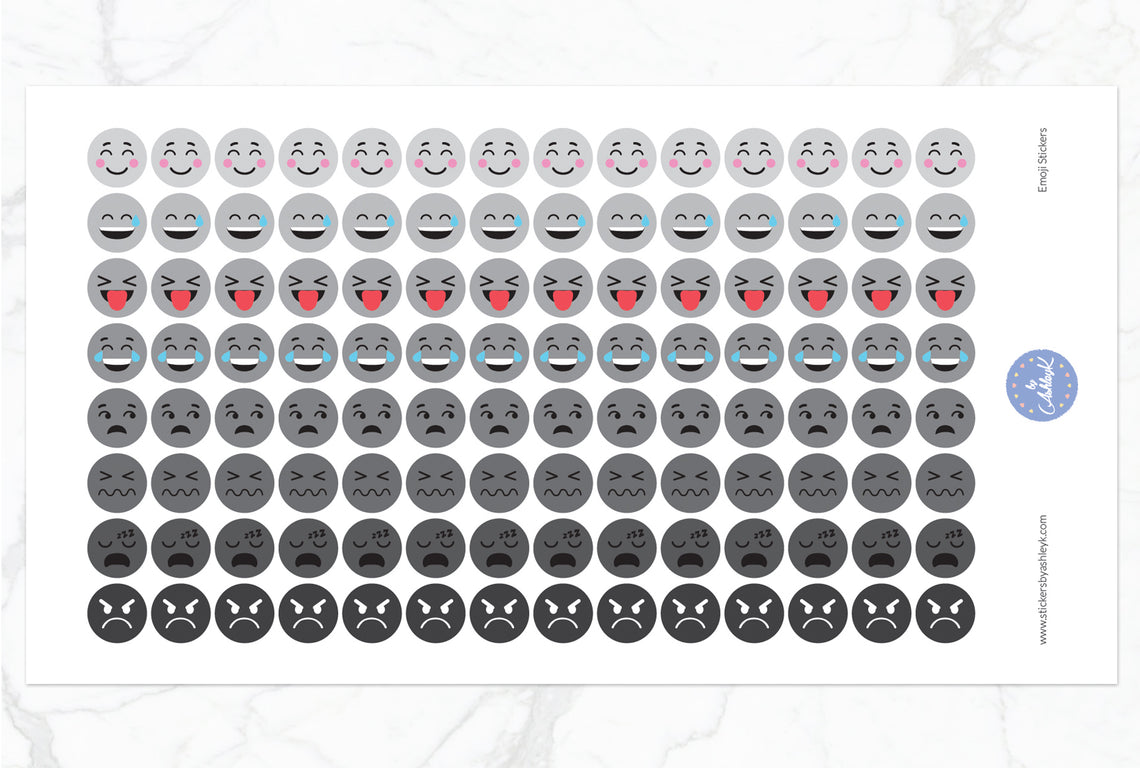 Emoji Round Stickers - Monochrome