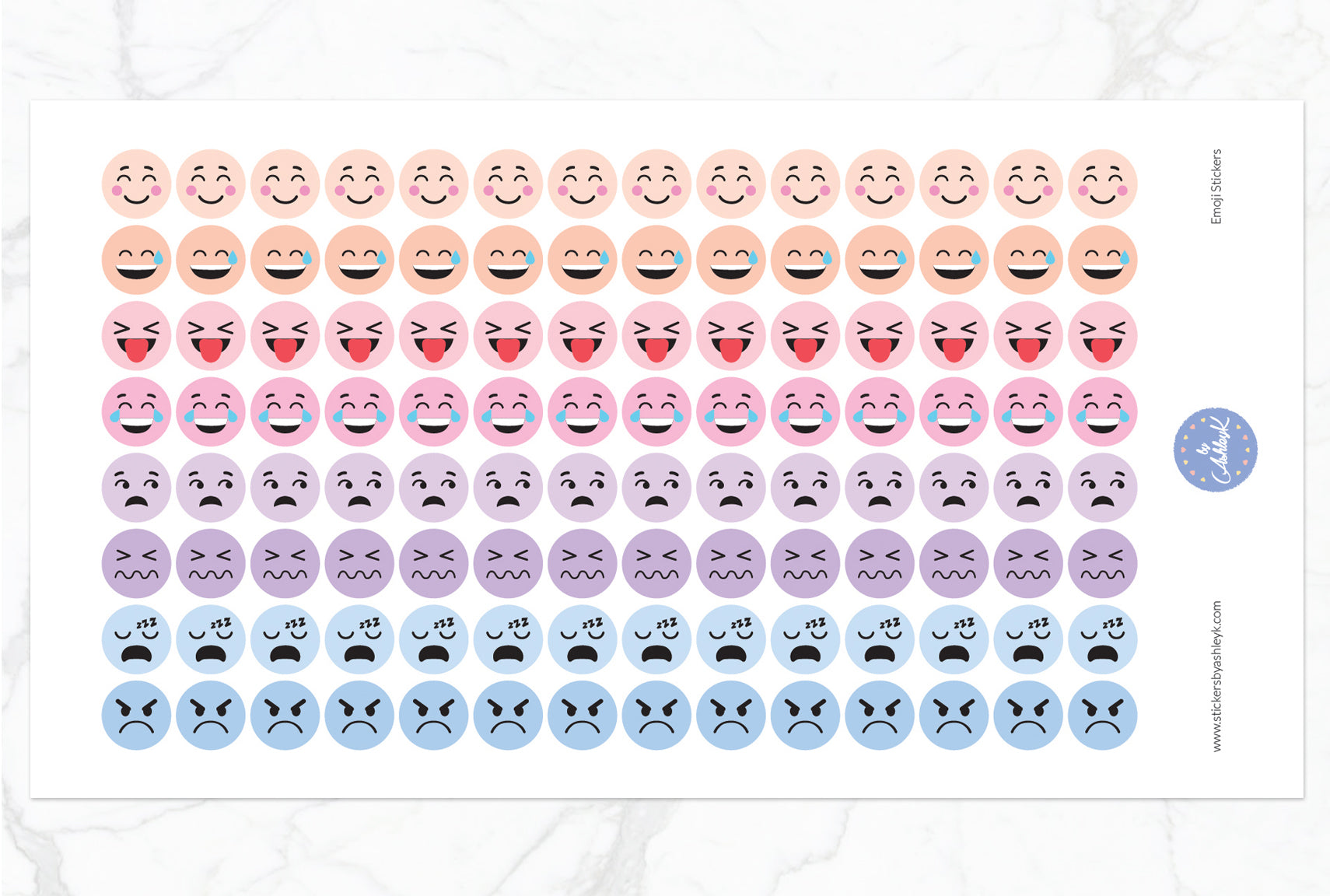 Emoji Round Stickers - Pastel Sunset