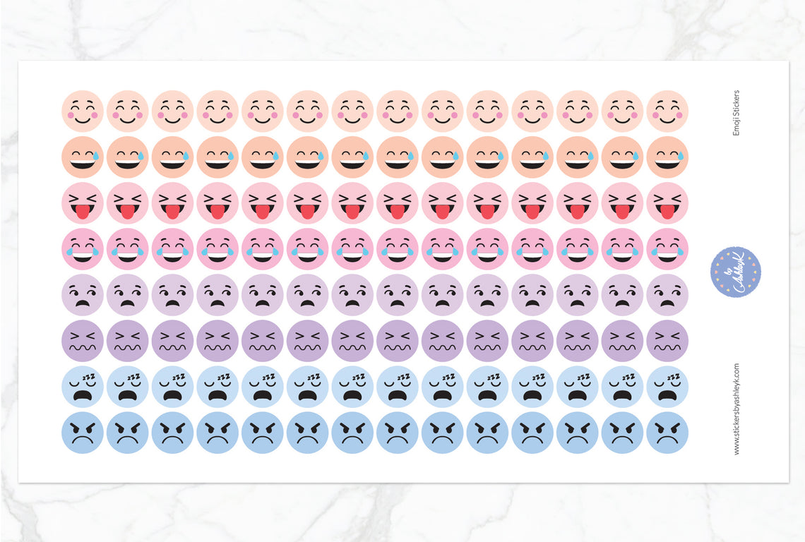 Emoji Round Stickers - Pastel Sunset