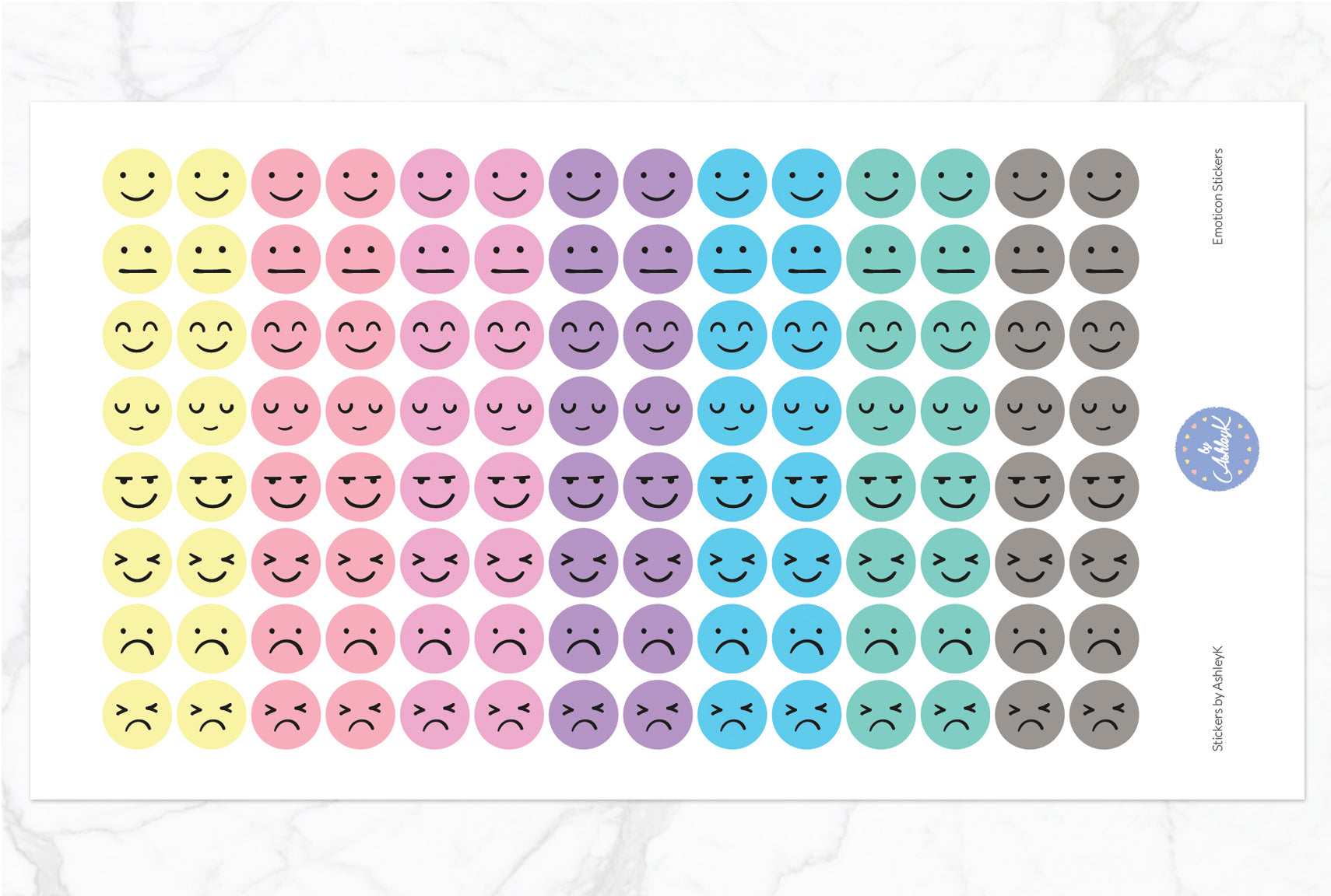 Emoticon Stickers - Pastel