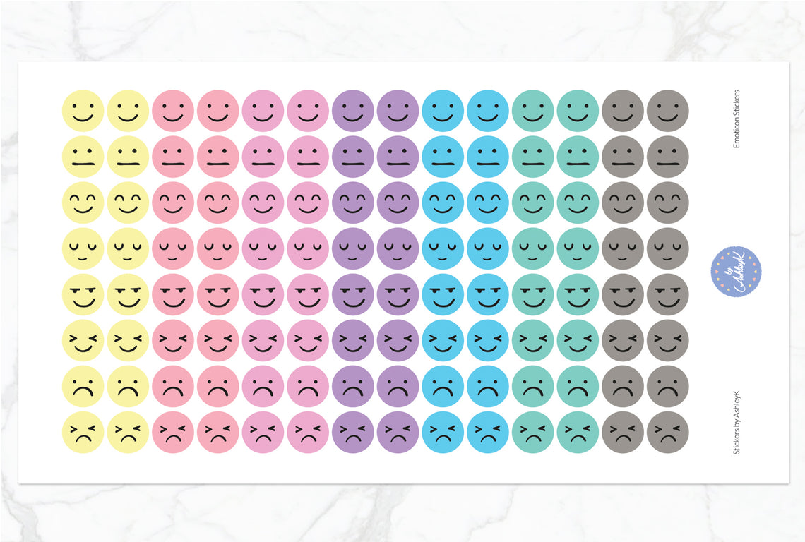 Emoticon Stickers - Pastel