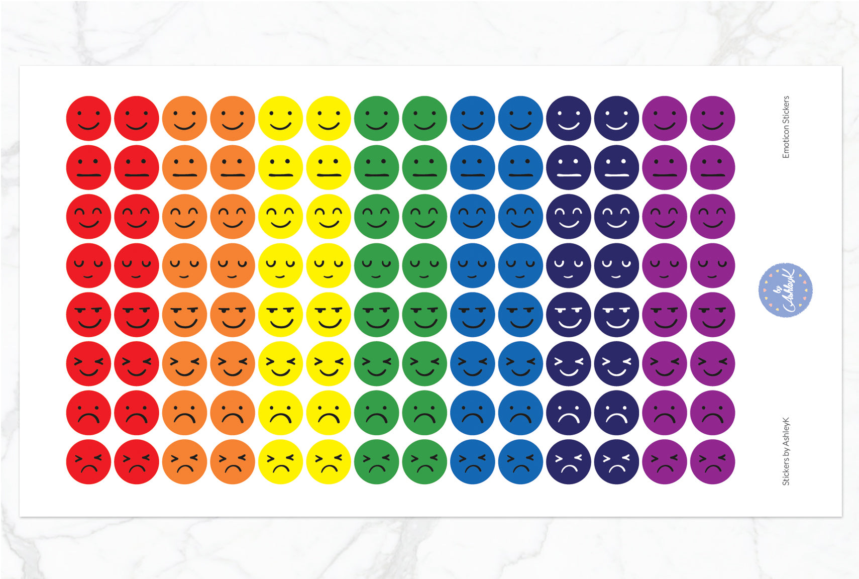 Emoticon Stickers - Rainbow