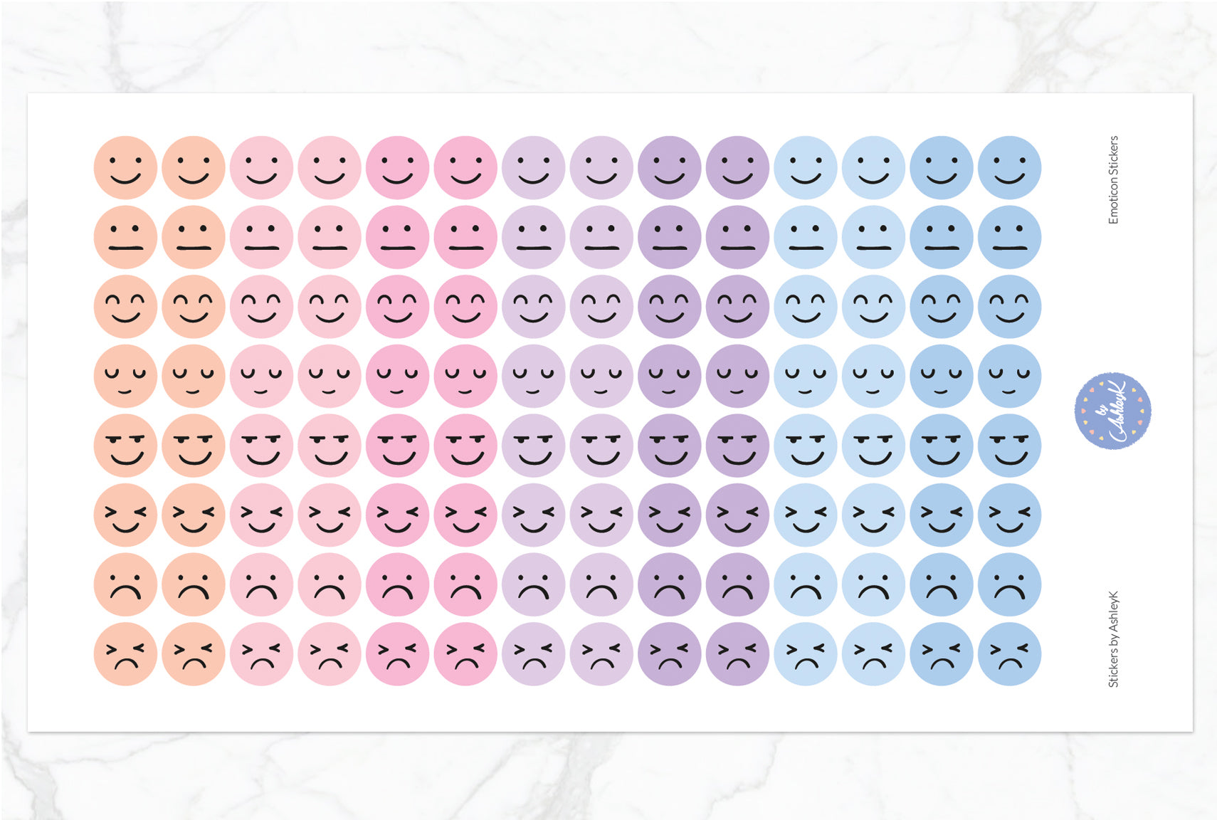 Emoticon Stickers - Pastel Sunset