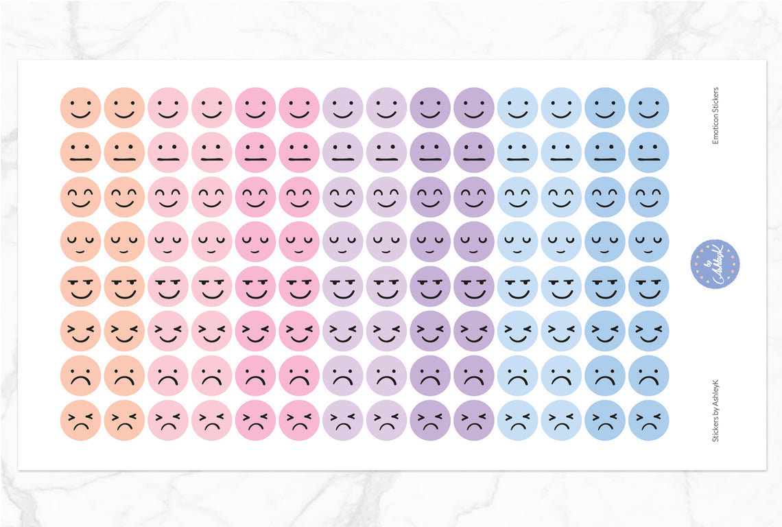 Emoticon Stickers - Pastel Sunset