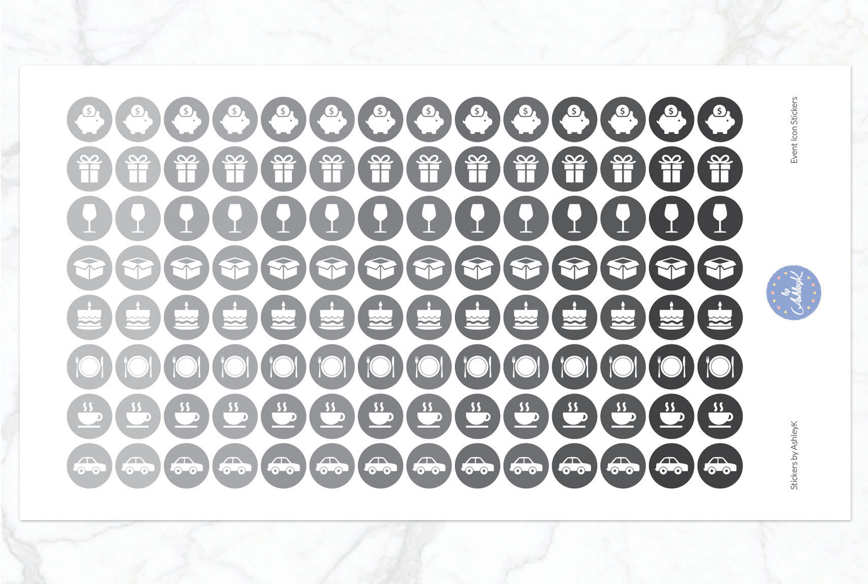 Event Icon Stickers - Monochrome