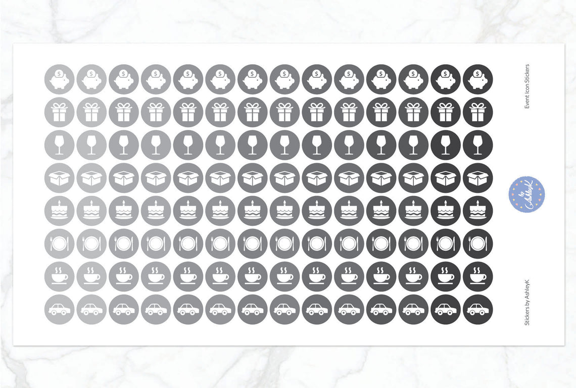 Event Icon Stickers - Monochrome