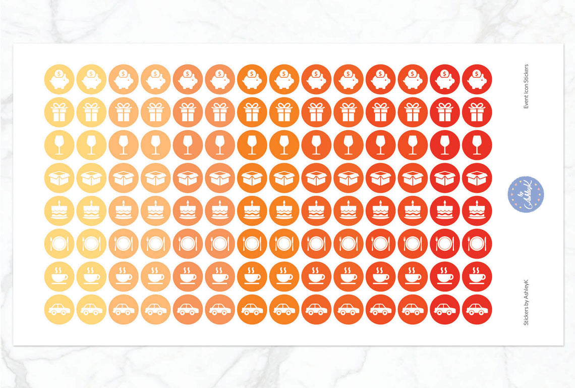 Event Icon Stickers - Orange