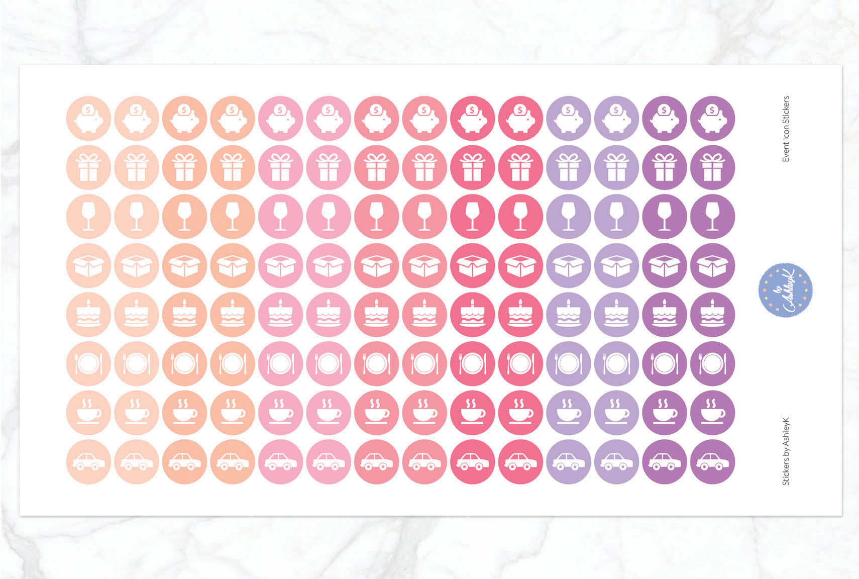Event Icon Stickers - Raspberry