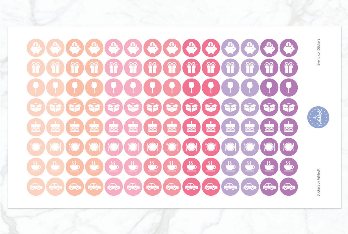 Event Icon Stickers - Raspberry