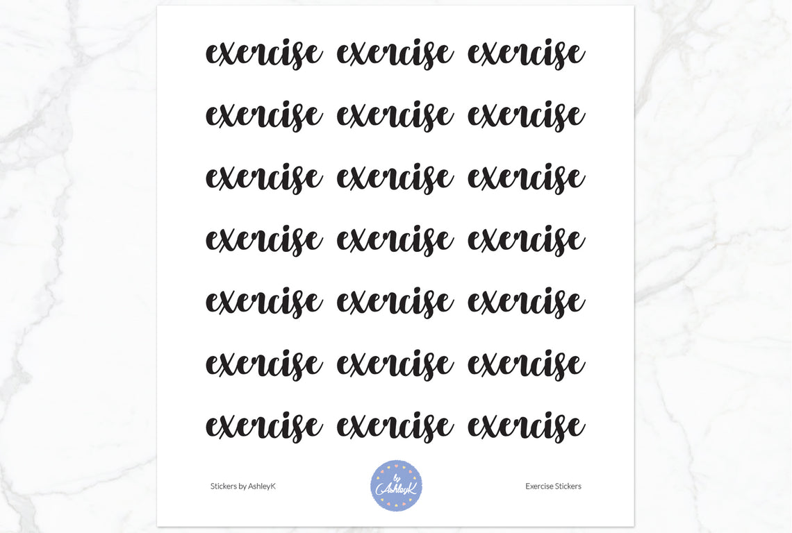 Exercise Lettering Stickers - Black