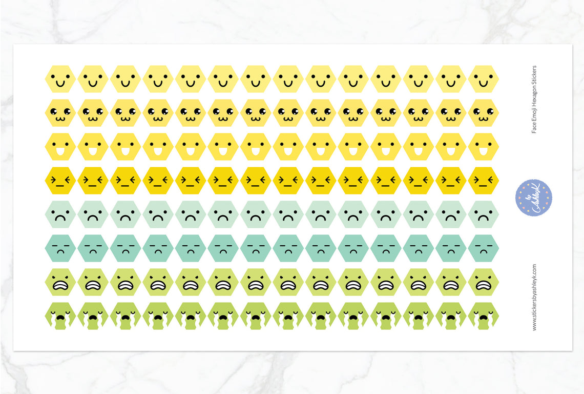 Face Emoji Hexagon Stickers - Lemon&Lime