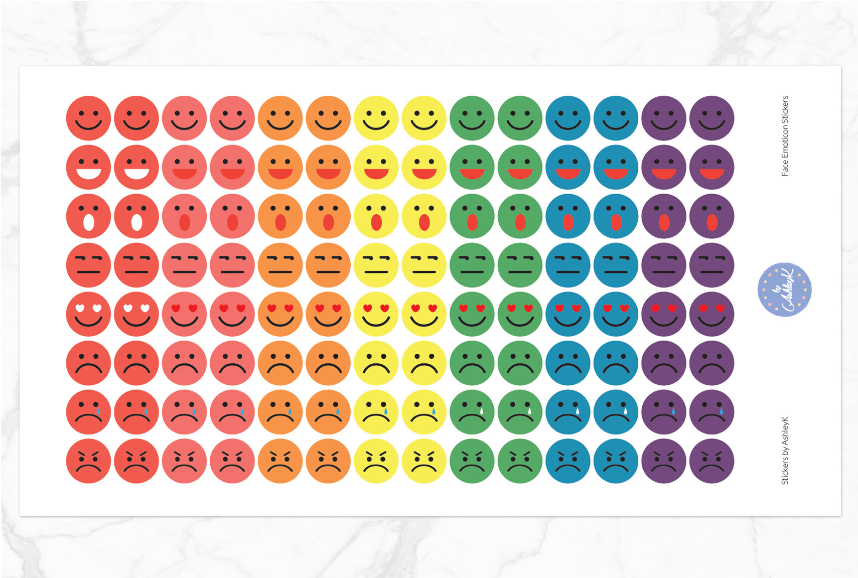 Emoticon Stickers - Pastel Rainbow