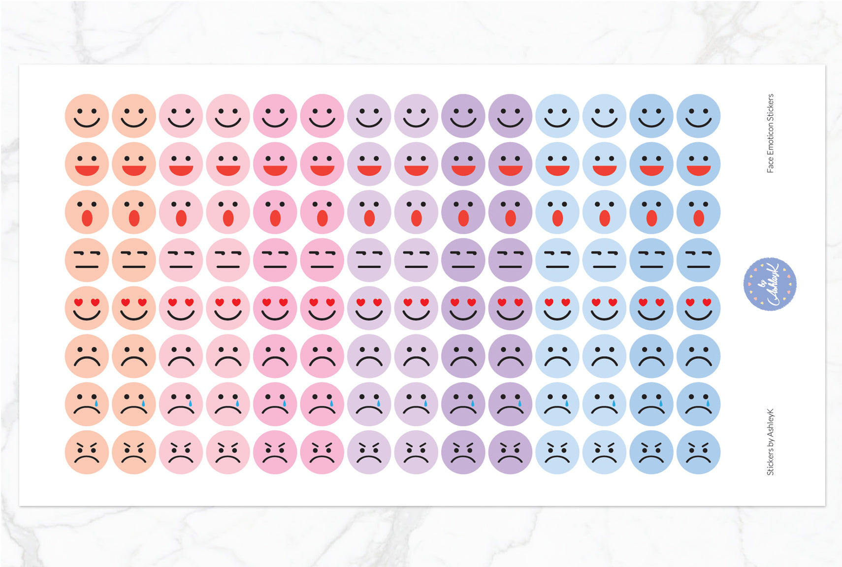 Emoticon Stickers - Pastel Sunset