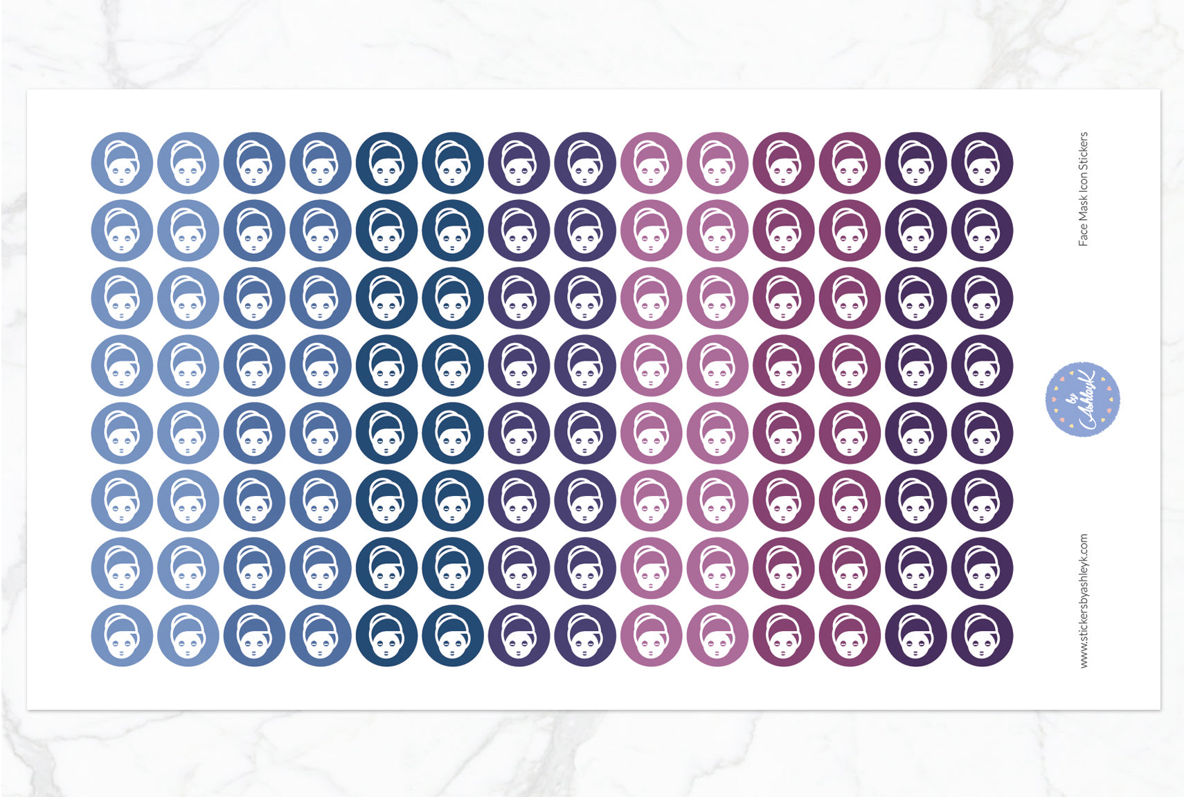 Face Mask Icon Round Stickers - Blueberry