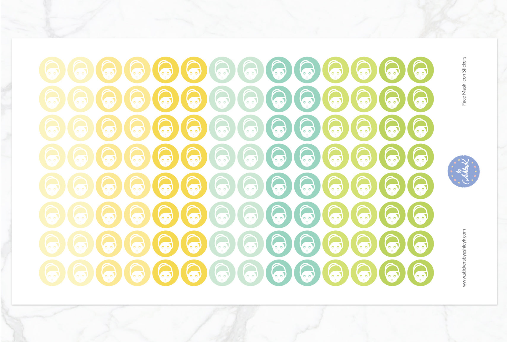 Face Mask Icon Round Stickers - Lemon&Lime