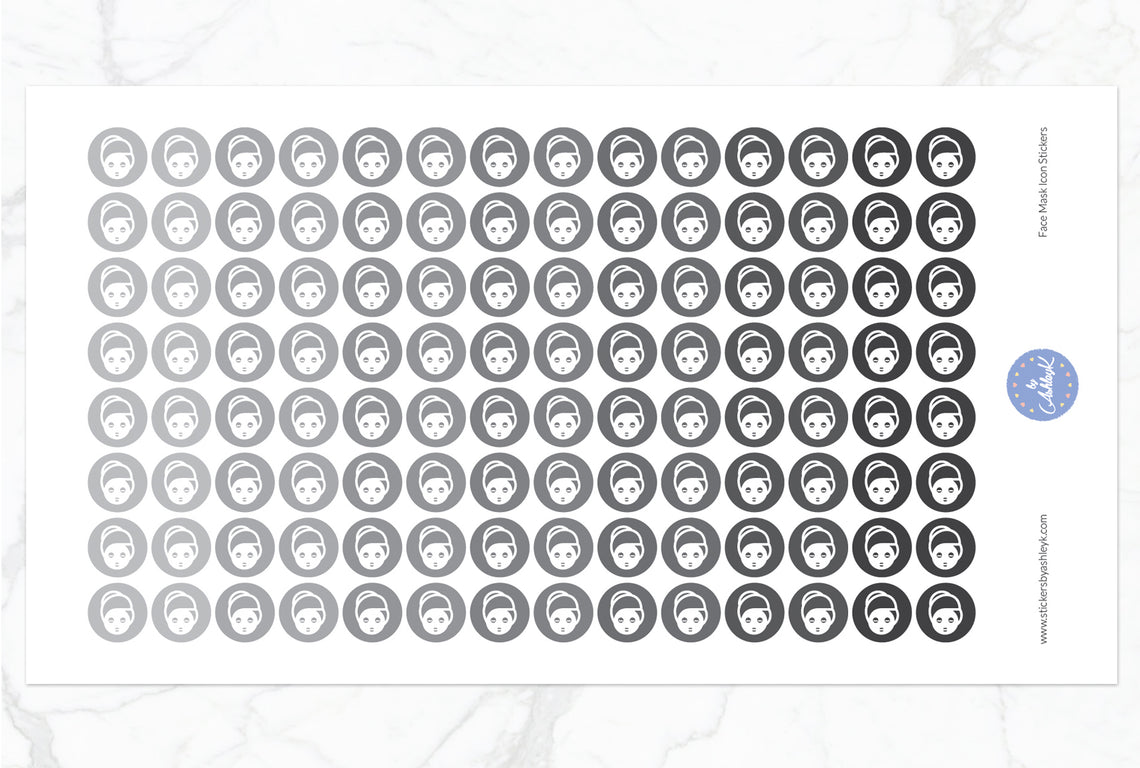 Face Mask Icon Round Stickers - Monochrome