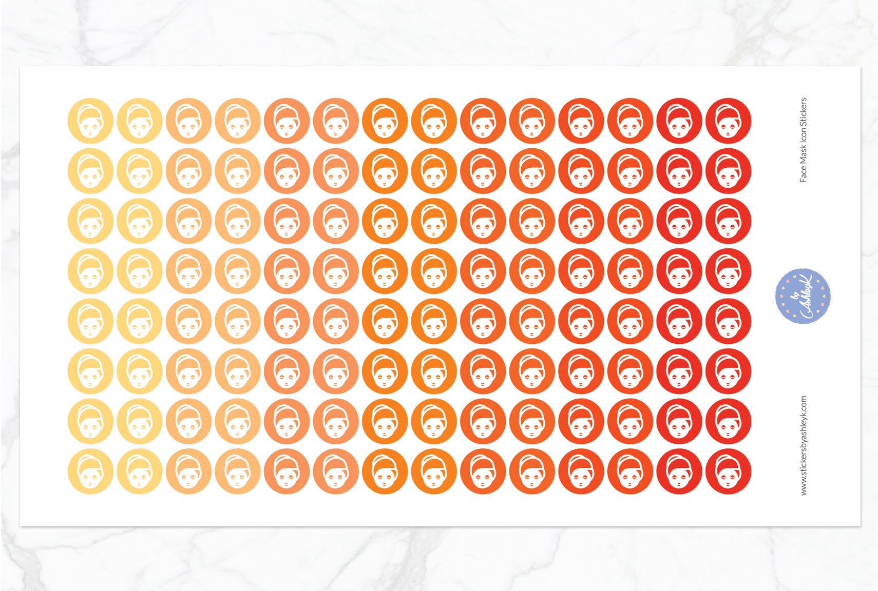 Face Mask Icon Round Stickers - Orange