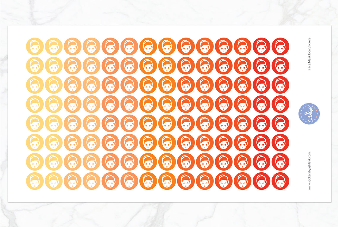 Face Mask Icon Round Stickers - Orange