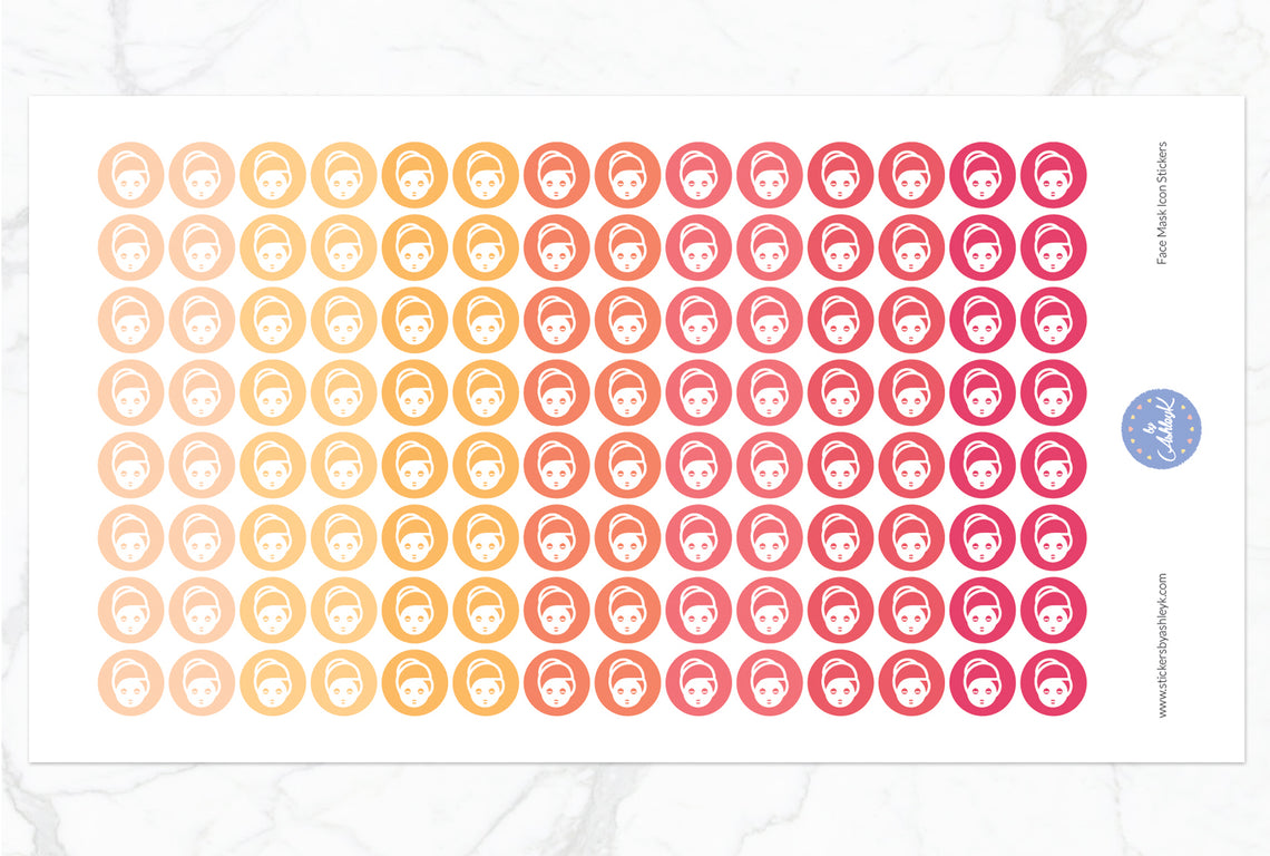 Face Mask Icon Round Stickers - Peach