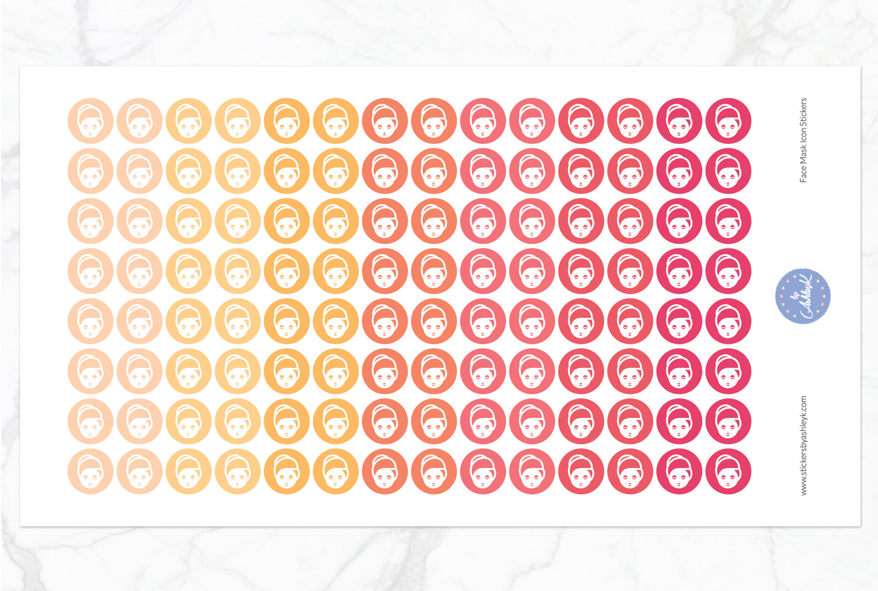 Face Mask Icon Round Stickers - Peach