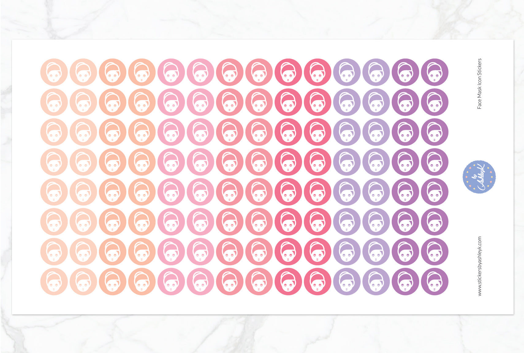 Face Mask Icon Round Stickers - Raspberry