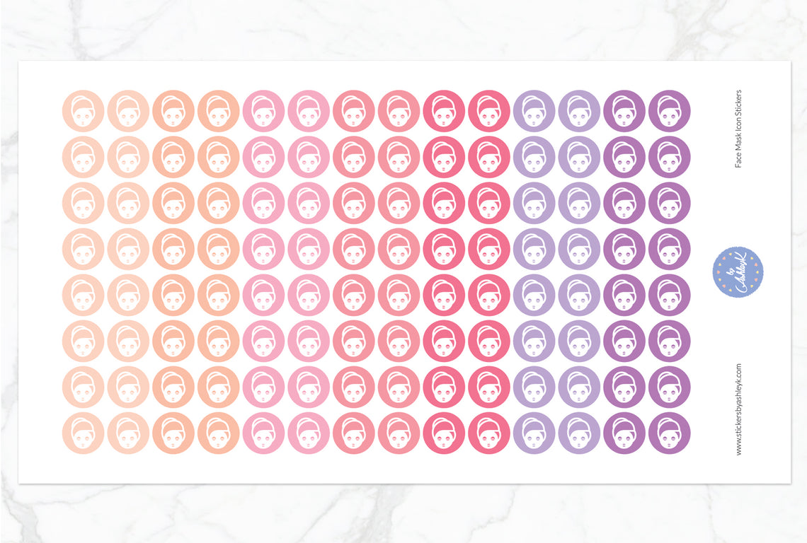 Face Mask Icon Round Stickers - Raspberry