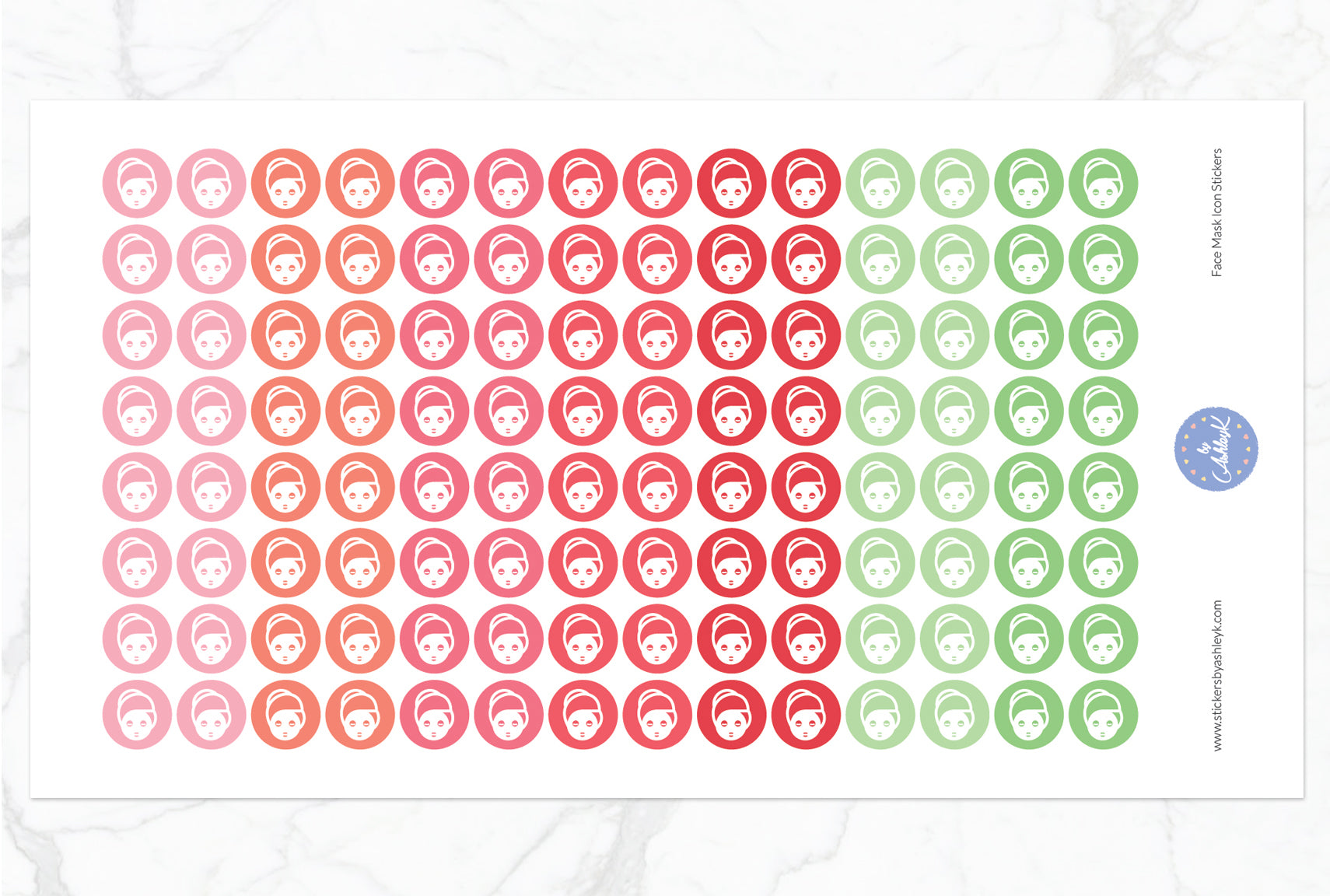 Face Mask Icon Round Stickers - Strawberry
